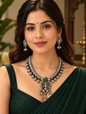 Beautiful Designer Stone Embedded Kolhapuri Neckpiece With Earrings