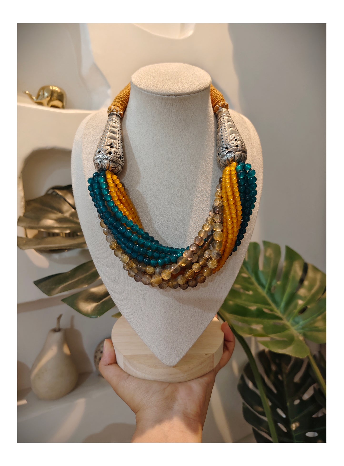 Beautiful Designer Twisted Beads Mix Statement Necklace