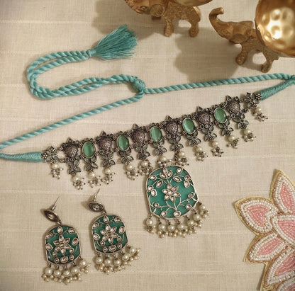 Beautiful Designer Jaal Pendant Choker Without Earrings (no earrings)