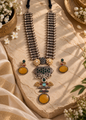 Beautiful Designer Stone Embedded Pendant Necklace With Earrings