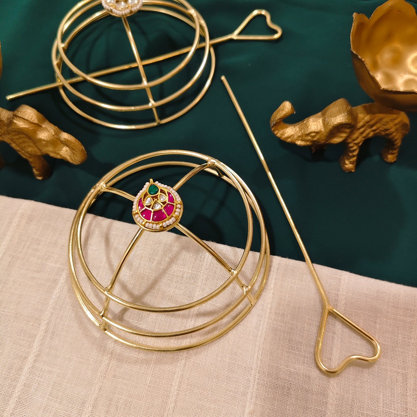 Beautiful Designer Statement Golden Hair Bun Cage Holder Each Pc