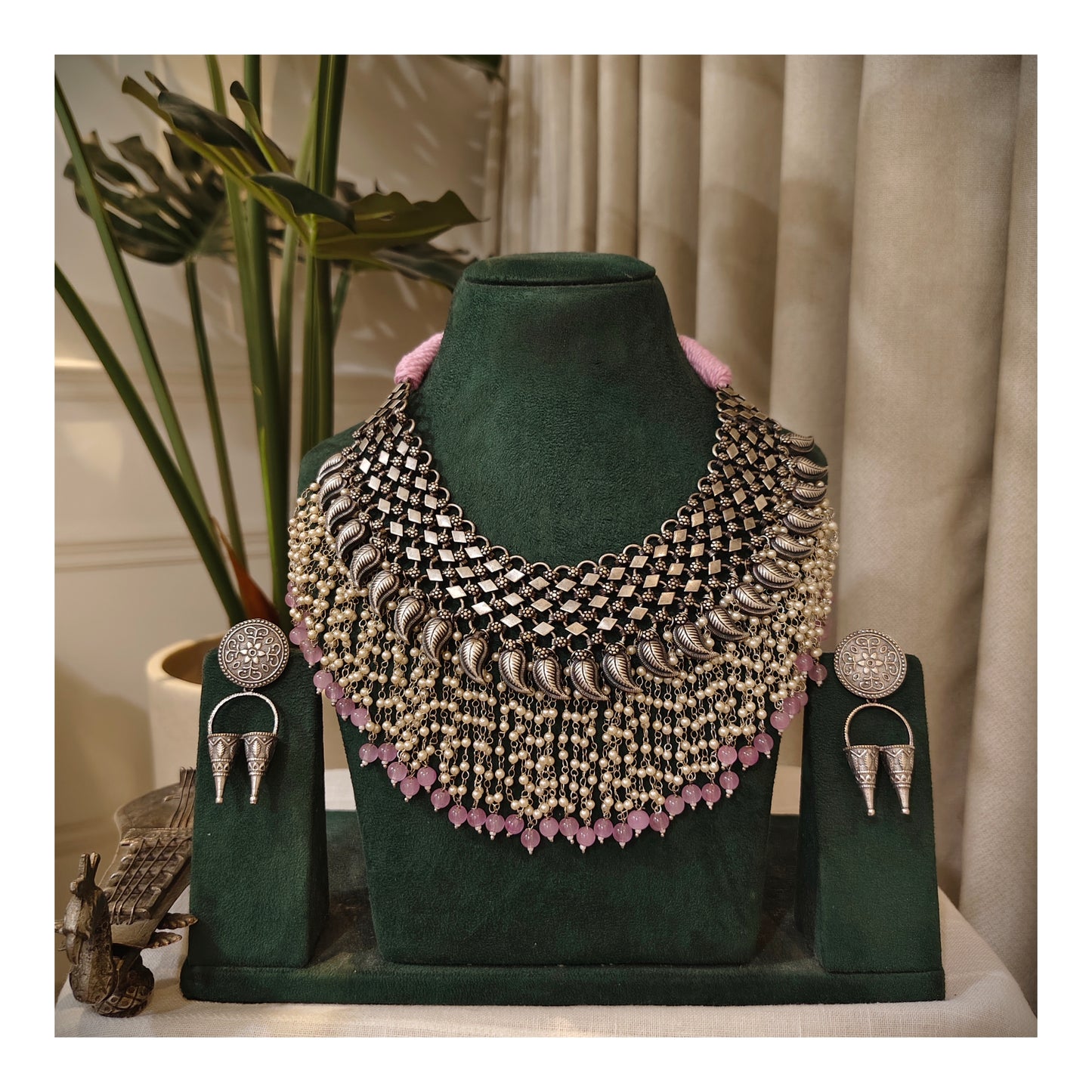 Beautiful Designer Jaal Neckpiece With Latkan & Earrings