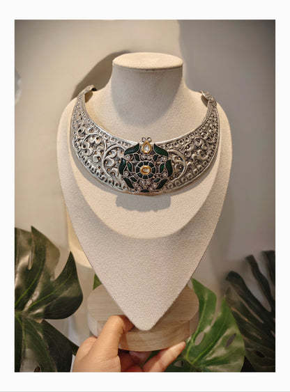 Beautiful Designer Kempstone Detailing Chitai Work Neckpiece