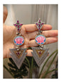 Beautiful Designer Painting Dual Tone Long Earrings