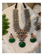 Beautiful Designer Stone Embedded Pendant Necklace With Earrings