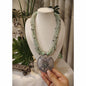Beautiful Designer Stone Embedded Pendant With Twisted Beaded Mala Necklace