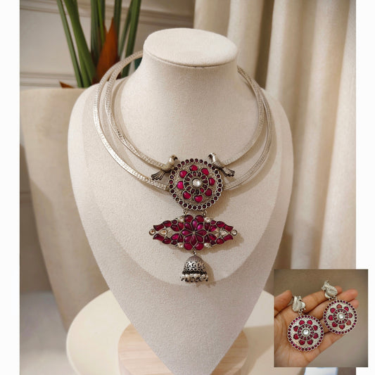 Beautiful Designer Kempstone Hasli With Earrings