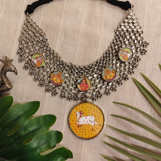 Beautiful Designer Painting Mix Jaal Patta Neckpiece