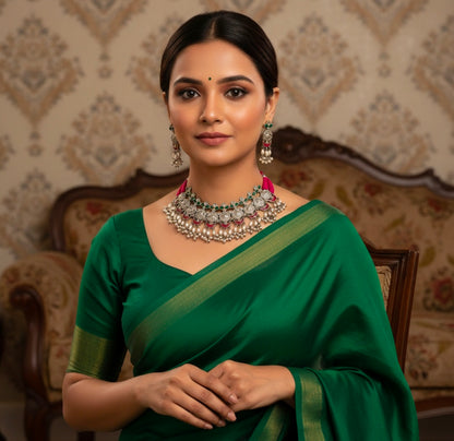 Beautiful Designer Kempstone Neckpiece With Earrings