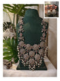 Beautiful Designer Stone Embedded Huge Necklace With Earrings