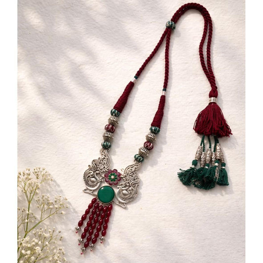 Beautiful Designer Peacock Stone Embedded Pendant Necklace