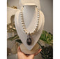 Beautiful Designer Natural Stone Pendant Necklace With Japanese Pearls Mala