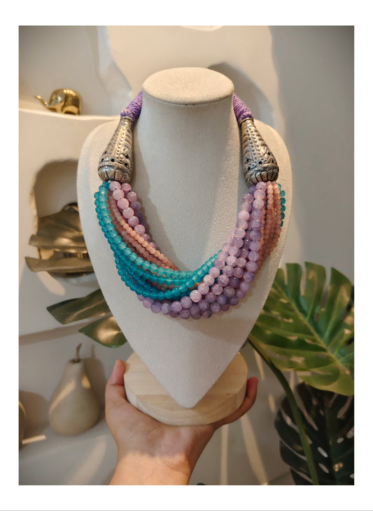 Beautiful Designer Twisted Beads Mix Statement Necklace
