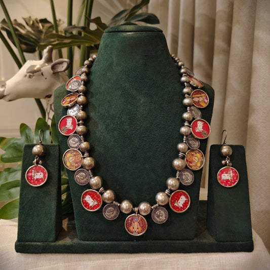 Beautiful Designer Painting Mix With Paatri Necklace & Earrings