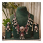 Beautiful Designer Stone Embedded Necklace With Earrings