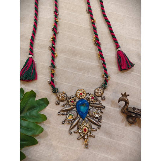 Beautiful Designer Fusion Pendant With Kundan Detailing Long Necklace