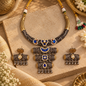 Beautiful Designer Dual Tone Ahemdabadi Kundan Detailing Neckpiece With Earrings