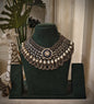 Beautiful Designer Kempstone Detailing Jaal Patta Neckpiece With Pearl And Chain Latkan