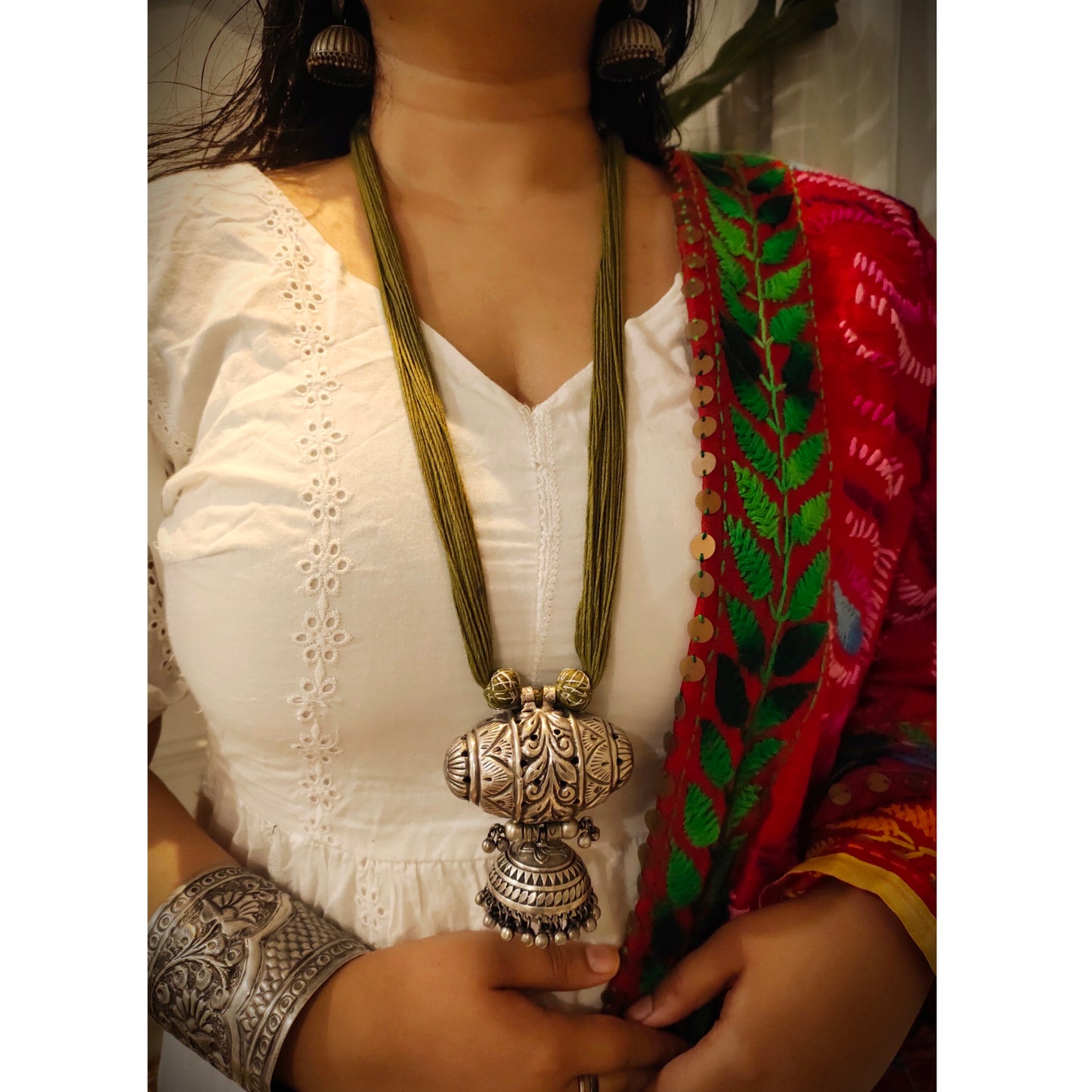 Beautiful Designer Damru Pendant Long Necklace