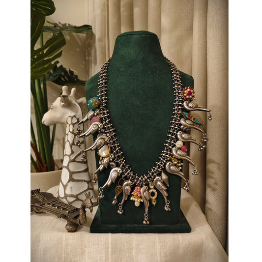 Beautiful Designer Peacock Necklace With Charms Mix Latkan