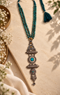 Beautiful Designer Stone Embedded Dual Tone Long Pendant Necklace