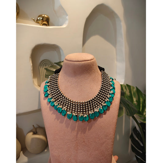 Beautiful Designer Turquoise Beads Latkan Neckpiece
