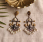 Beautiful Designer Dual Tone Stone Embedded Long Earrings