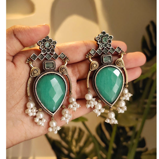 Beautiful Designer Stone Embedded Peacock Earrings