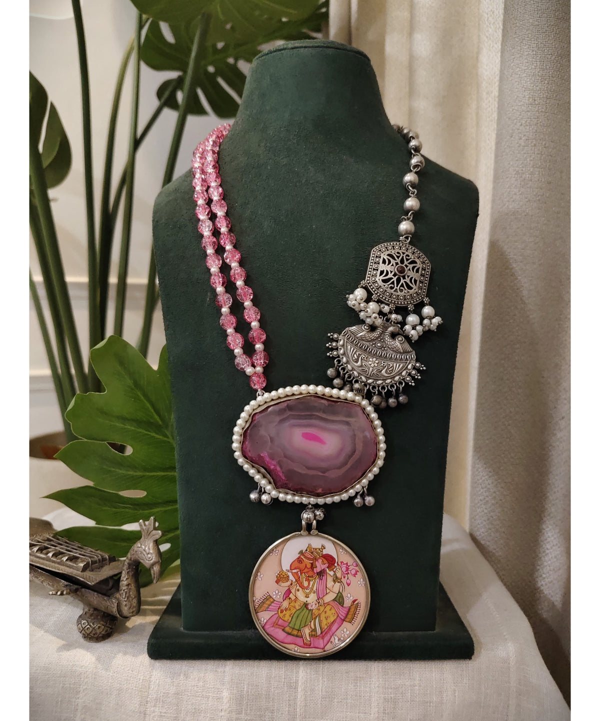 Beautiful Designer Painting & Natural Stone Stylish Necklace