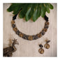 Beautiful Designer Peacock Dual Tone Neckpiece With Earrings